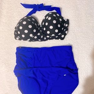Blue Polka Dot Swim Suit BRAND NEW